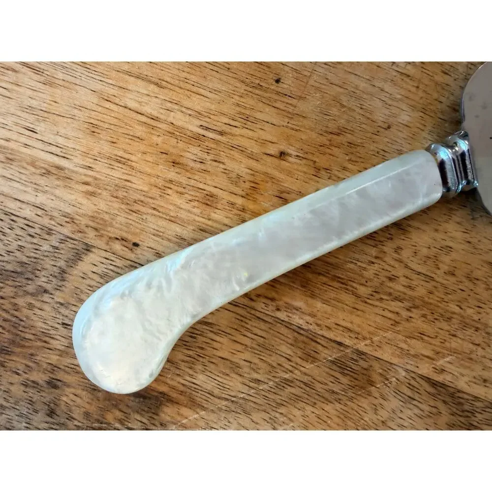Vintage Sheffield England Stainless Cake Knife Mother of Pearl Handle Pie Server